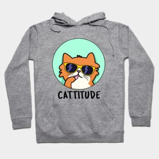 Cattitude Cute Cat With Attitude Pun Hoodie